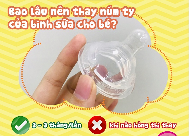 Bao lâu nên thay bình sữa và núm ty cho bé?